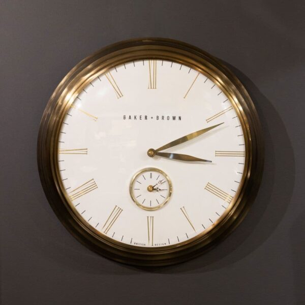 BAKER & BROWN CLOCK WHITE/BRASS 49cm