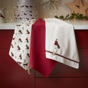 3pk XMAS ROBIN RETREAT T/TOWELS