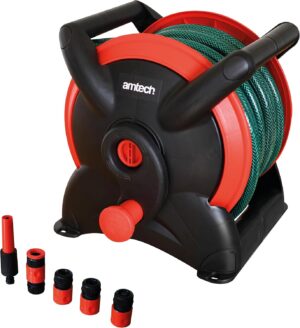 15m GARDEN HOSE REEL & ADAPTOR SET