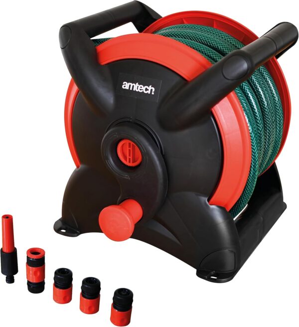 15m GARDEN HOSE REEL & ADAPTOR SET