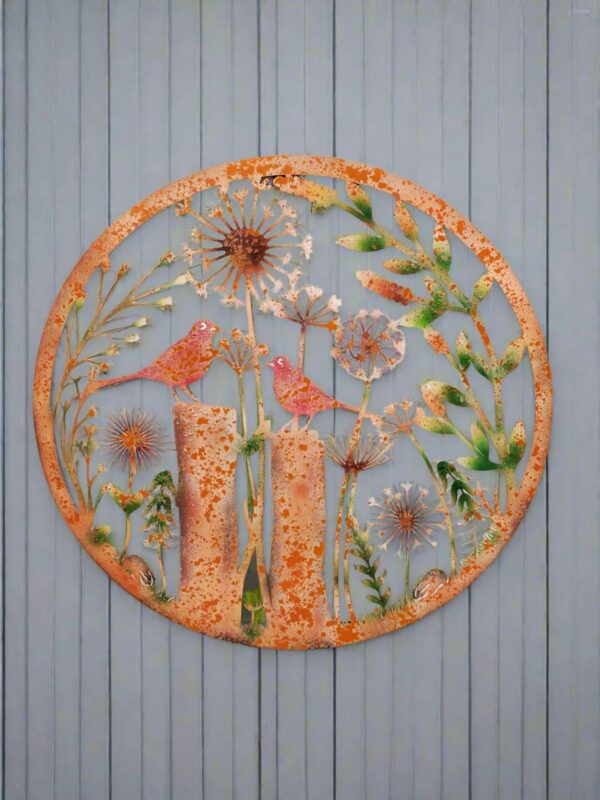 60cm PEELING BLACKBIRD & FLOWERS WALL ART - Image 3