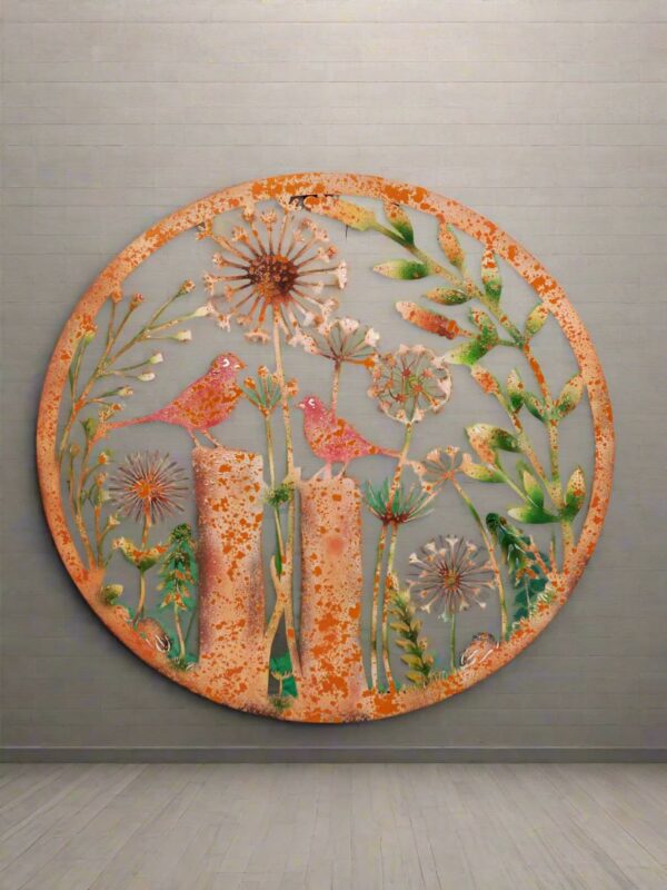 60cm PEELING BLACKBIRD & FLOWERS WALL ART