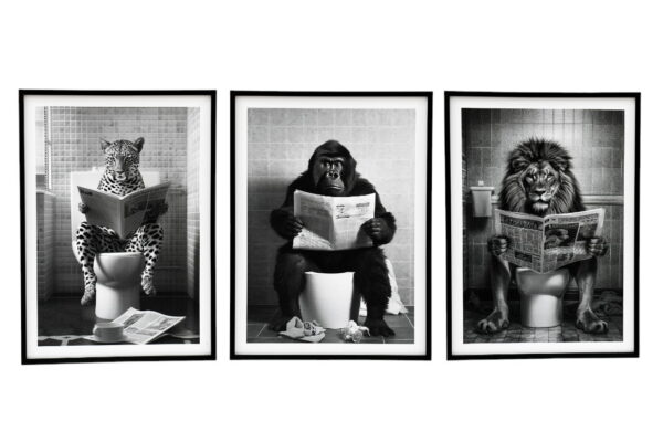 20x25cm ANIMAL TOILET FRAMED CANVAS