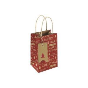 RED MERRY XMAS KRAFT TEXT PERFUME GIFT BAG