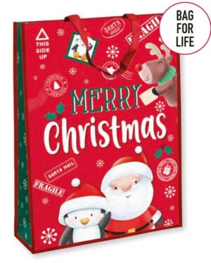 FRAGILE XMAS PRESENT JUMBO PP WOVEN GIFT BAG