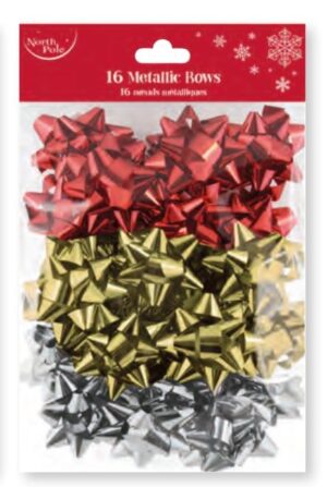 16pk TRAD MIX METALLIC BOWS