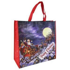 FLYING SANTA JUMBO SQ PP WOVEN GIFT BAG