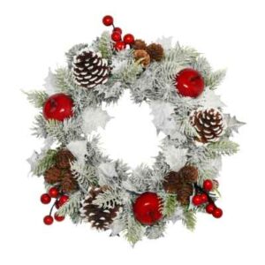 30CM APPLE BERRY CONE FROSTED WREATH