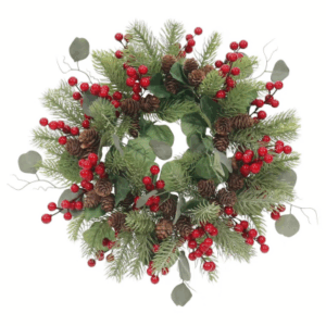 42cm PINE BERRY CONE EUCALYPTUS WREATH