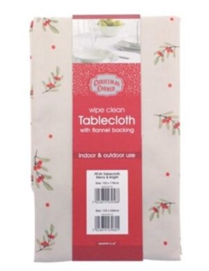 132x178cm MERRY & BRIGHT ROBIN TABLE COVER