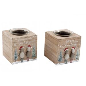 8cm PEBBLE XMAS CANDLE HOLDER