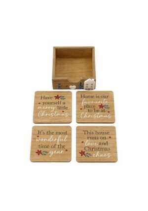 SET 4 XMAS TEXT COASTERS