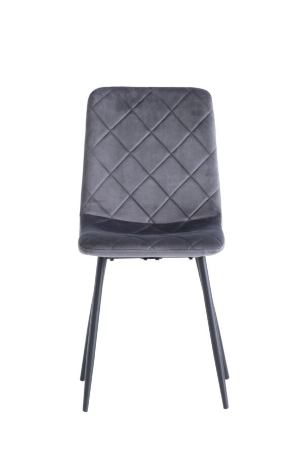 BELLA GREY VELVET DINING CHAIR w/ BLACK LEGS - Image 2