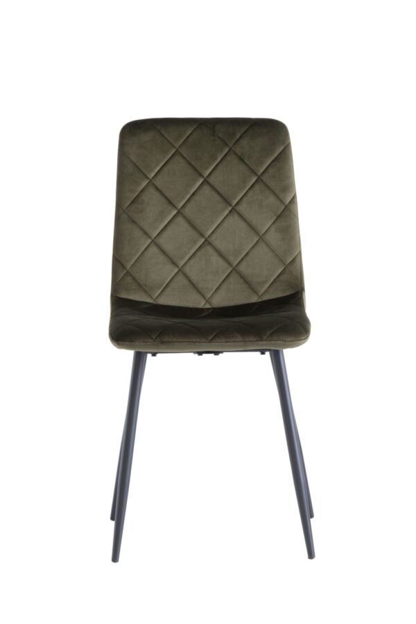 BELLA JUNIPER GREEN VELVET DINING CHAIR w/ BLACK LEGS - Image 2