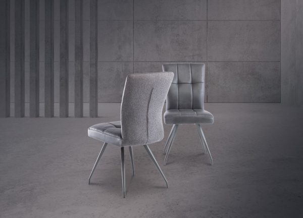 KABANA GREY FABRIC / PU DINING CHAIR w/ GREY LEGS - Image 3