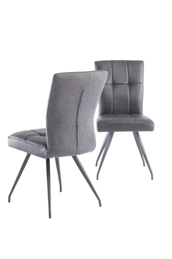 KABANA GREY FABRIC / PU DINING CHAIR w/ GREY LEGS - Image 4